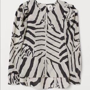 H&M Studio Collection Puff Sleeve Zebra Top NWT 0